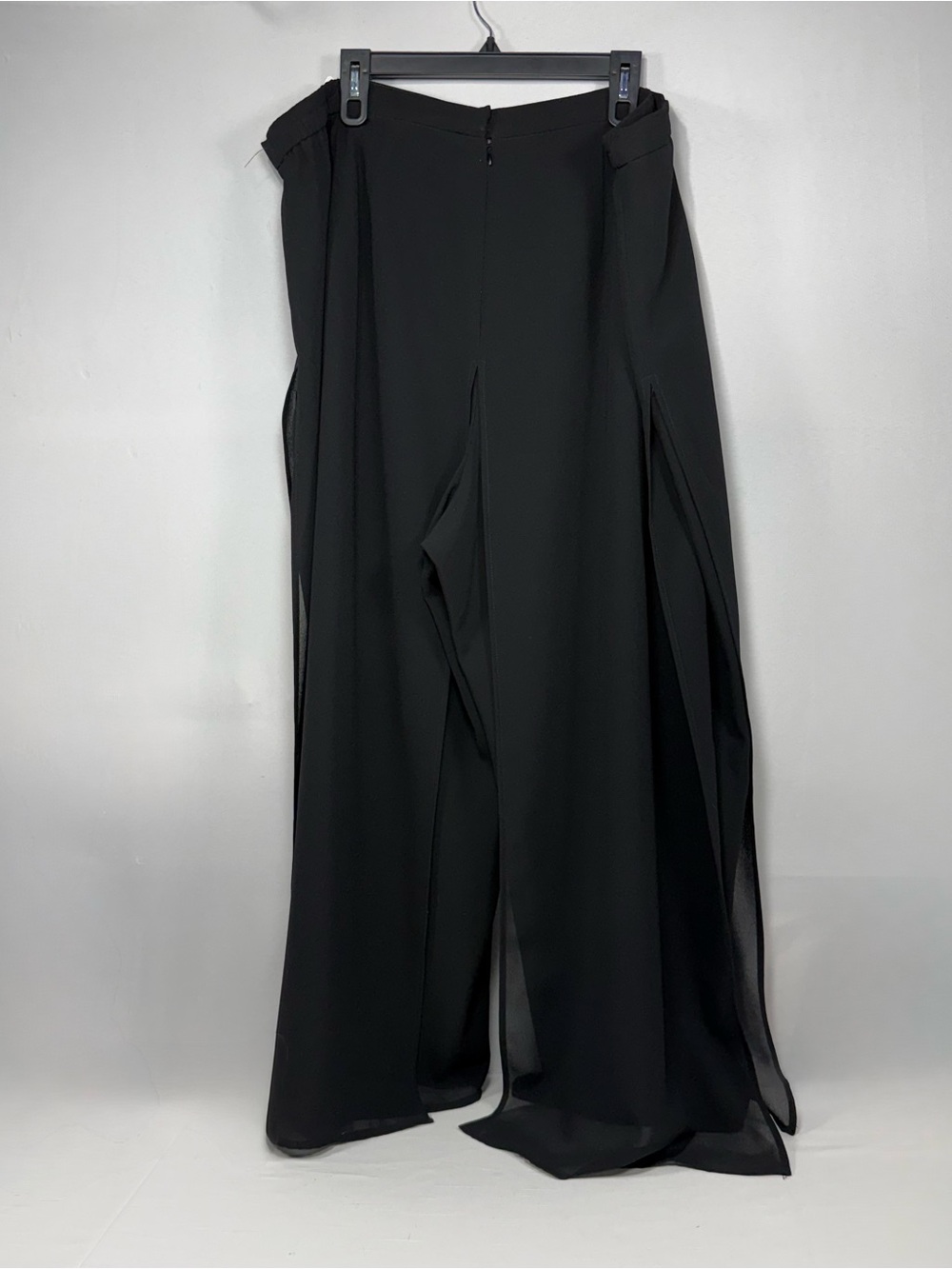 Vintage J.R. Nites Woman Black Polyester Chiffon Overlay Wide Leg Dress Pants 24 - Picture 4 of 9